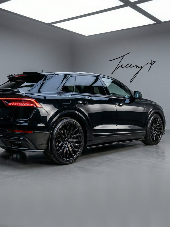 Audi Q8 S Line gloss black side skirt splitters 2018+

