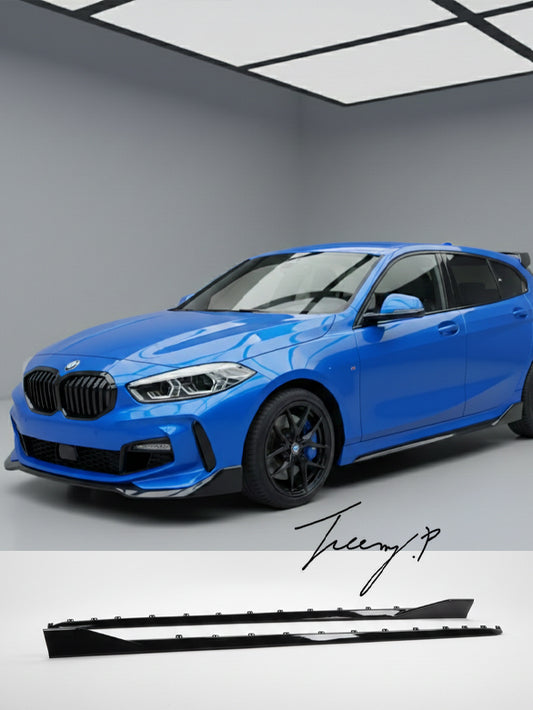BMW 1 Series F40 MP Style gloss black side skirt extension lip blade
