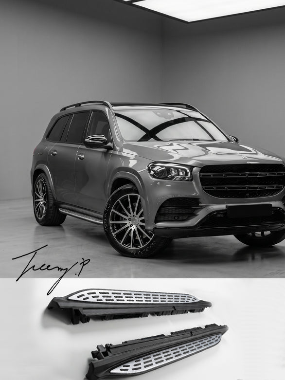 Mercedes-Benz GLS X167 2020-2024 black silver OEM style side steps running boards