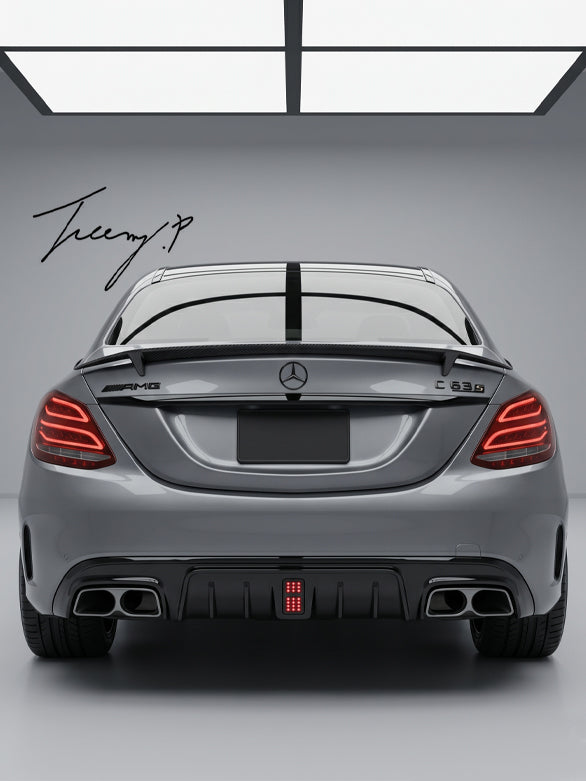 Mercedes Benz C Class W205 AMG Line gloss black Brabus rear diffuser 2014 to 2018
