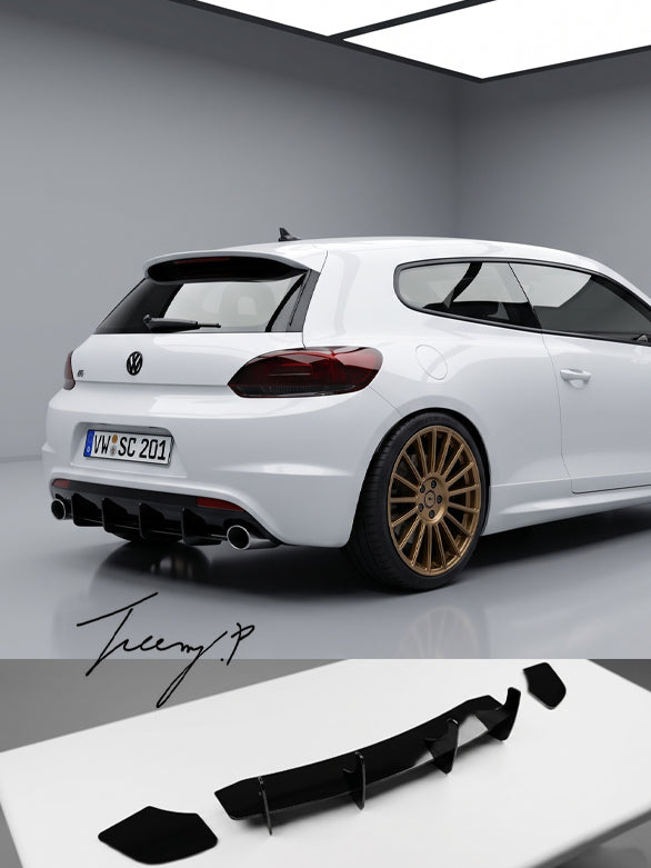 VW Scirocco R MK3 gloss black rear diffuser blade valance
