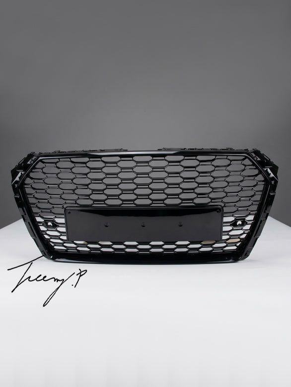 Audi A4 B9 S Line RS style gloss black grille upgrade 2015 to 2019 aggressive honeycomb design
