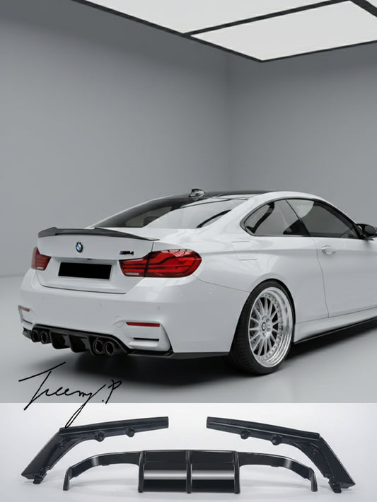 BMW F80 F82 M3 M4 rear diffuser valance V style gloss black
