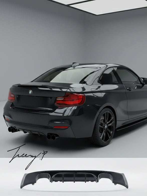 BMW F22 F23 2 Series M Sport quad rear diffuser MP style gloss black