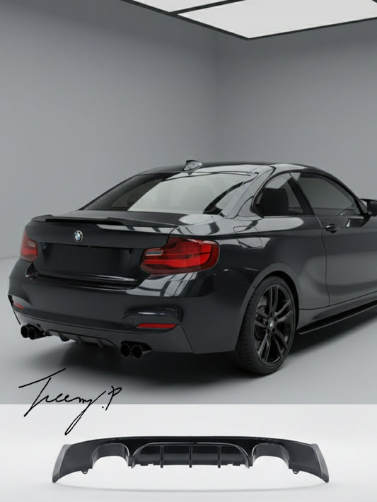 BMW F22 F23 2 Series M Sport quad rear diffuser MP style gloss black