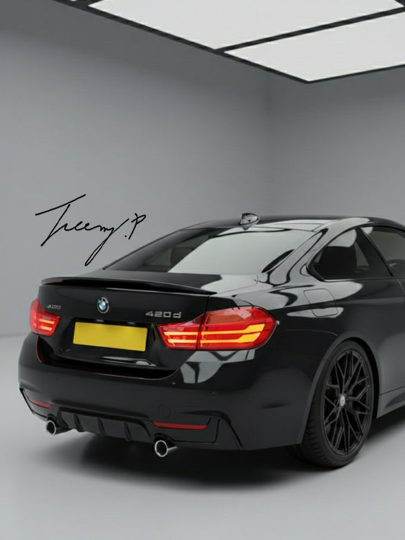 BMW 4 Series F32 coupe MP style gloss black rear boot lip spoiler
