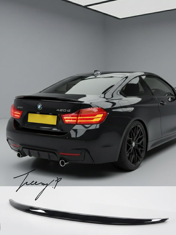 BMW 4 Series F32 coupe MP style gloss black rear boot lip spoiler
