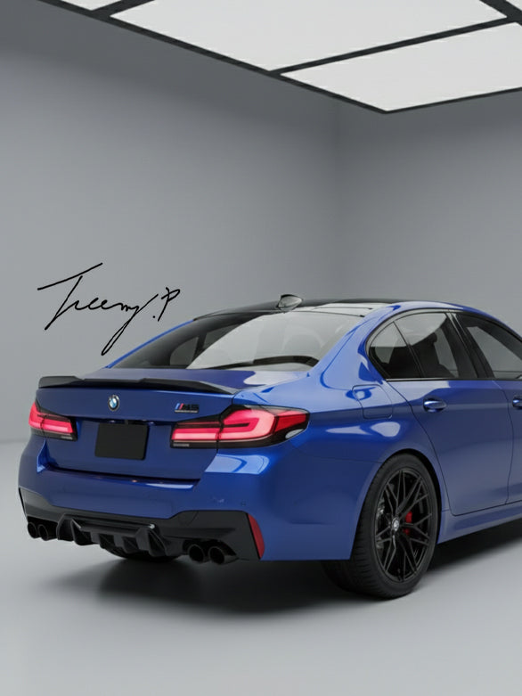 BMW 5 Series G30 CS style gloss black rear trunk boot lip spoiler
