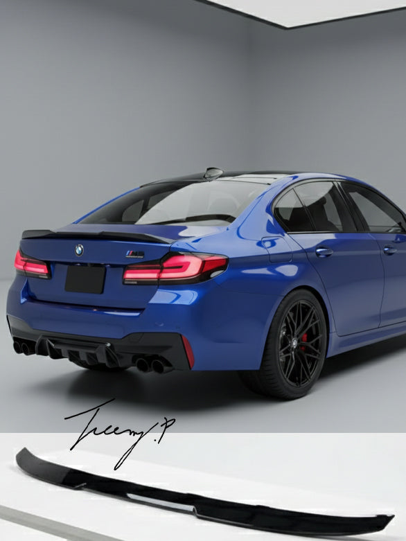 BMW 5 Series G30 CS style gloss black rear trunk boot lip spoiler

