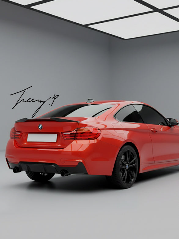 BMW 4 Series F32 coupe gloss black M4 style rear boot spoiler
