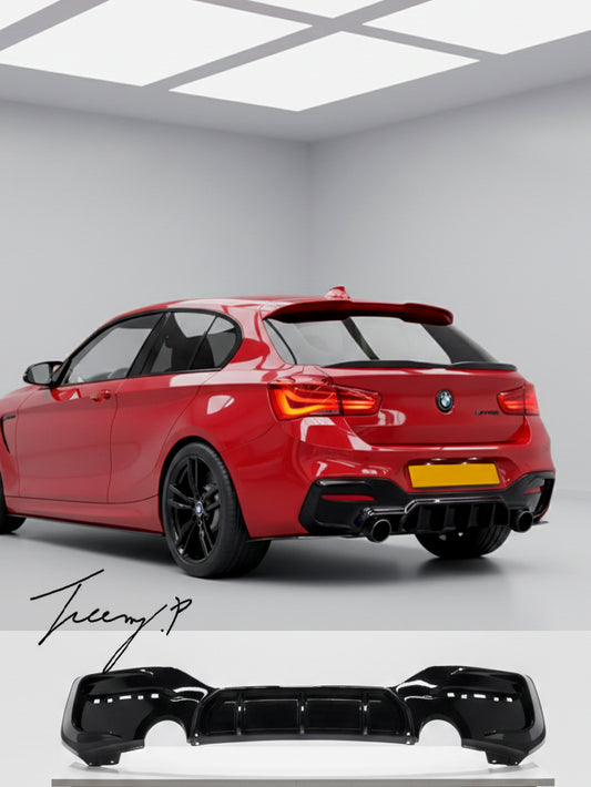 Gloss black BMW 1 Series F20 F21 rear diffuser M135 M140 style

