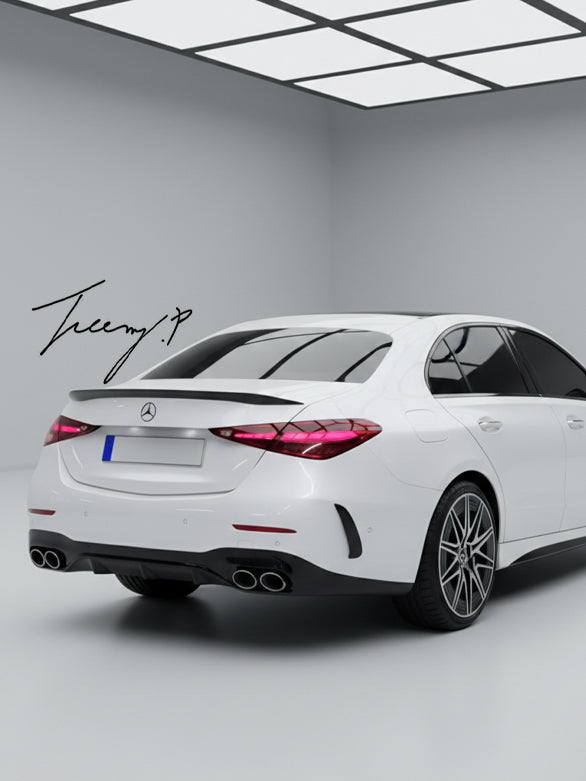 Mercedes C Class W206 gloss black rear roof spoiler lip wing
