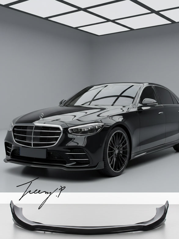 Mercedes S Class W223 gloss black front splitter spoiler
