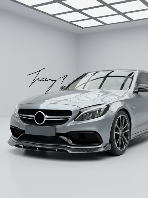 Mercedes Benz C63 W205 AMG B style carbon look front bumper splitter
