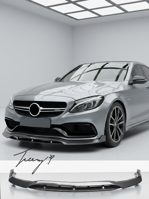 Mercedes Benz C63 W205 AMG B style carbon look front bumper splitter
