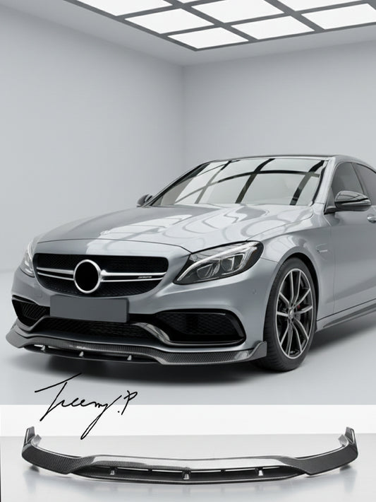 Mercedes Benz C63 W205 AMG B style carbon look front bumper splitter
