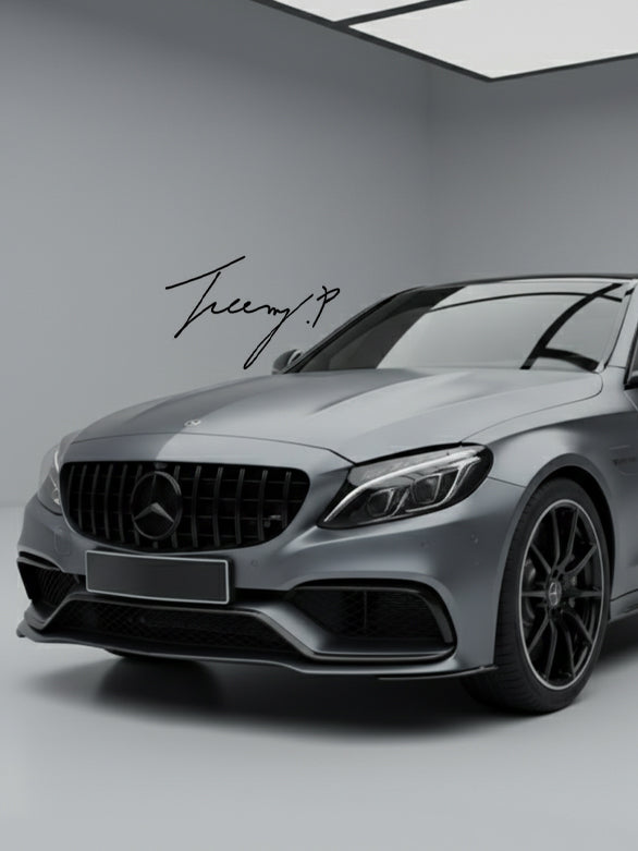 Mercedes C Class C63 W205 facelift gloss black GT style front grille
