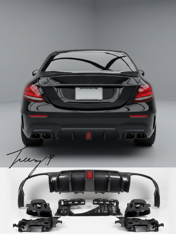 Mercedes E Class W213 AMG C63 style carbon look rear bumper diffuser
