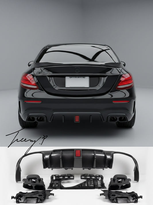 Mercedes E Class W213 AMG C63 style carbon look rear bumper diffuser
