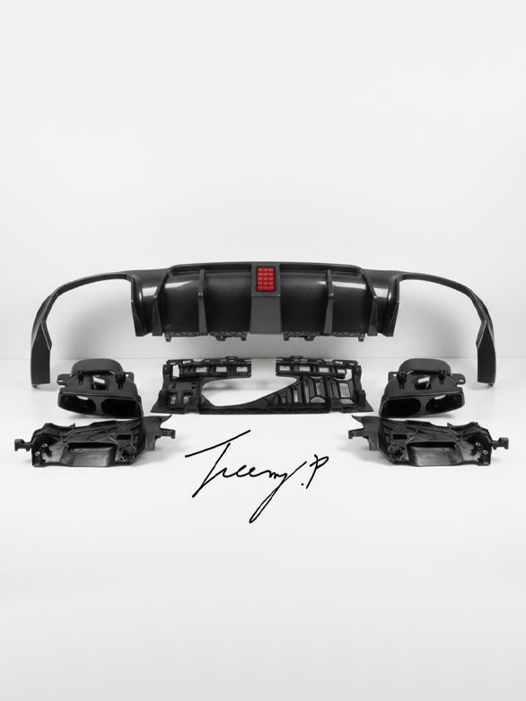 Mercedes E Class W213 AMG C63 style carbon look rear bumper diffuser
