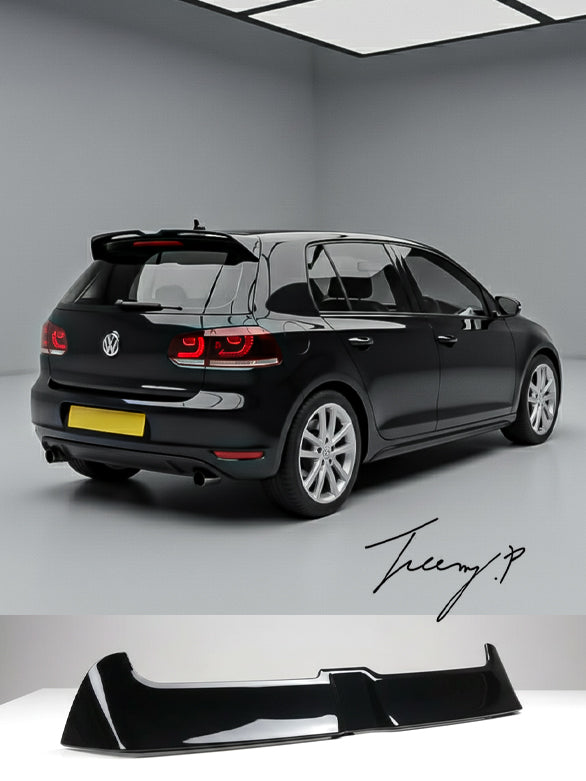 Gloss black Oettinger-style rear roof spoiler for VW Golf Mk6 GTI (2008–2013).
