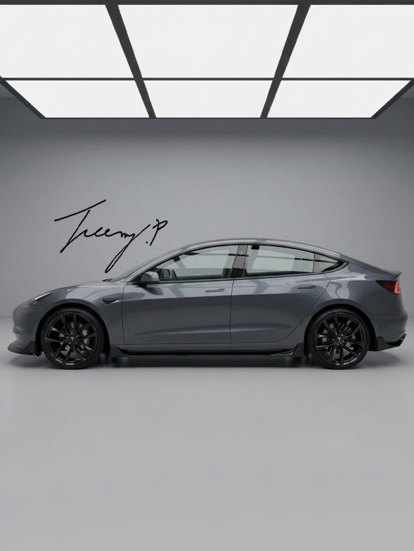 Tesla Model 3 gloss black side skirt splitters 2018+
