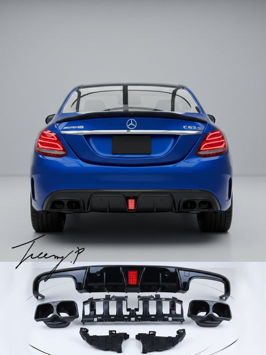 Mercedes C Class C205 A205 coupe C63 style gloss black rear diffuser
