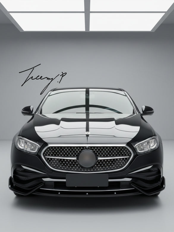 Mercedes E Class W214 AMG gloss black front splitter lip spoiler
