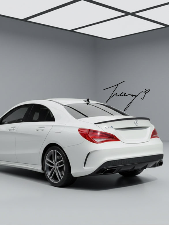 Mercedes CLA W117 gloss black rear boot spoiler lip
