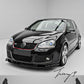Gloss black 3-piece front lip splitter for VW Golf Mk5 GTI (2003–2008).