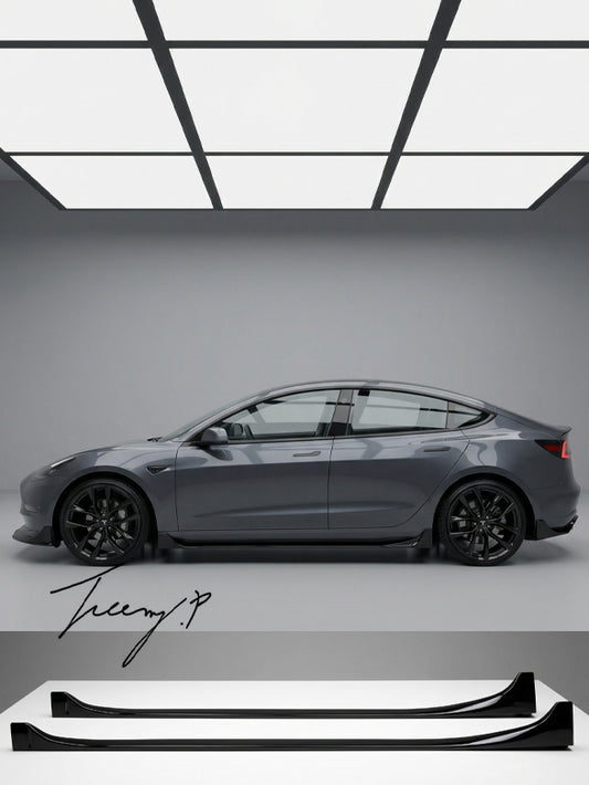 Tesla Model 3 gloss black side skirt splitters 2018+
