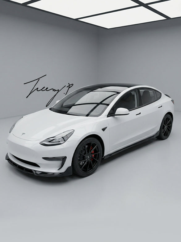 Tesla Model 3 gloss black body kit front lip diffuser side skirts 2017+
