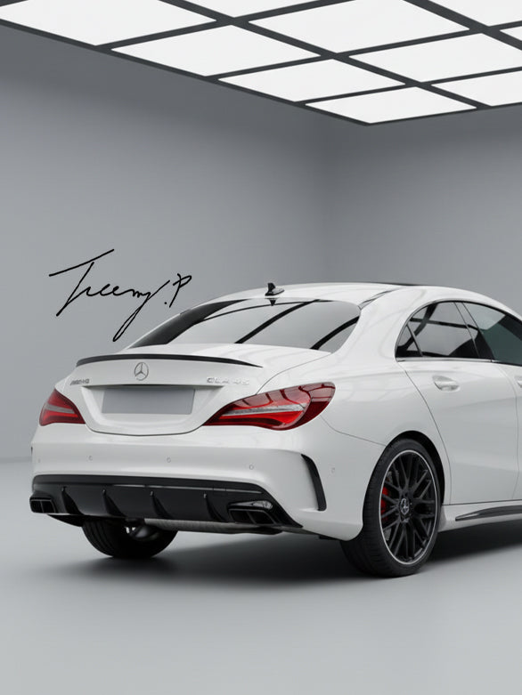Mercedes CLA W117 gloss black rear boot spoiler lip
