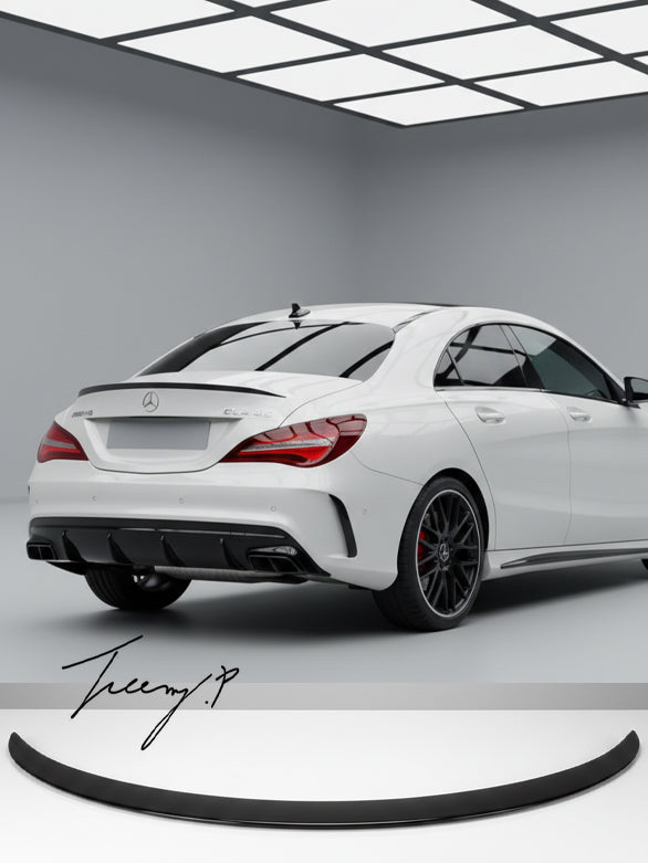 Mercedes CLA W117 gloss black rear boot spoiler lip
