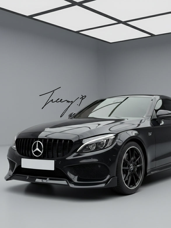 Mercedes C Class W205 AMG gloss black front splitter spoiler
