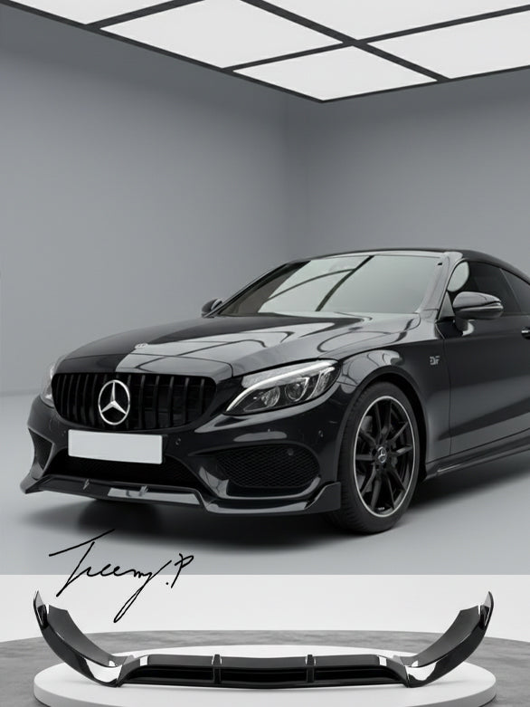 Mercedes C Class W205 AMG gloss black front splitter spoiler
