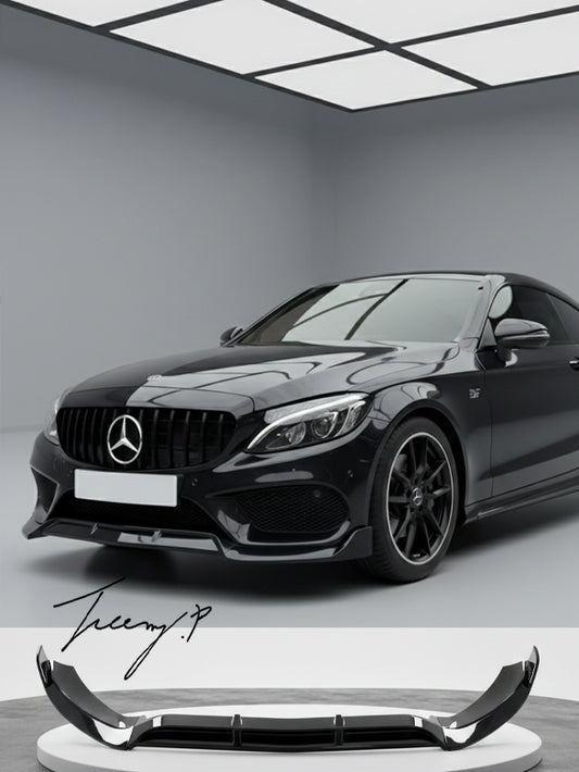 Mercedes C Class W205 AMG gloss black front splitter spoiler
