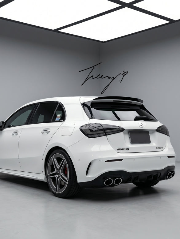 AMG style gloss black rear roof spoiler lip for Mercedes A Class W177
