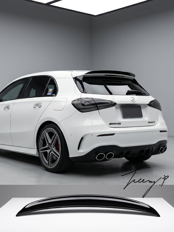 AMG style gloss black rear roof spoiler lip for Mercedes A Class W177
