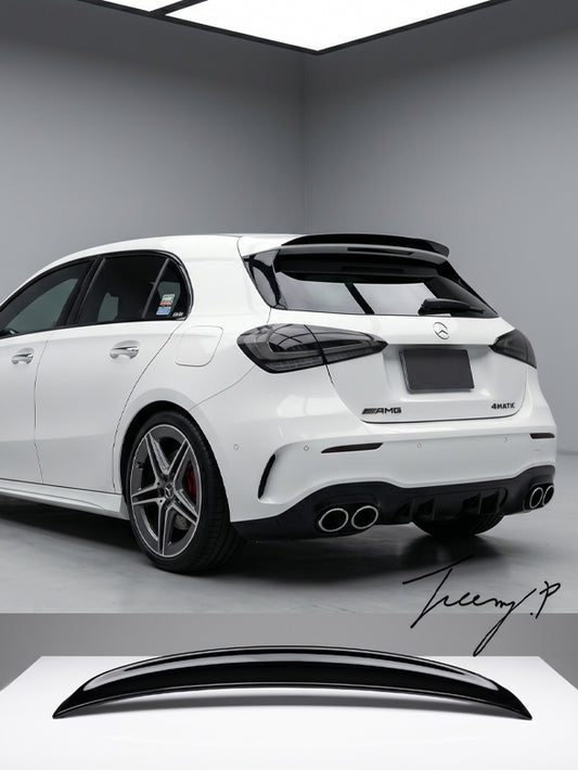 AMG style gloss black rear roof spoiler lip for Mercedes A Class W177
