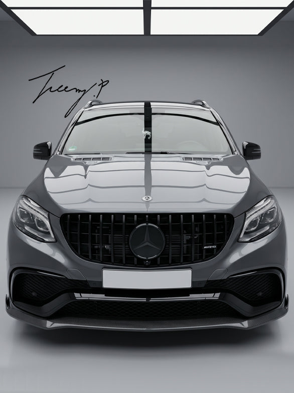 Panamericana gloss black GT style grille with camera for Mercedes ML W166 2012 to 2019
