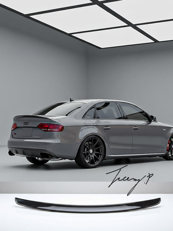 Gloss black S4-style rear boot spoiler for Audi A4 B8 (2013–2016).