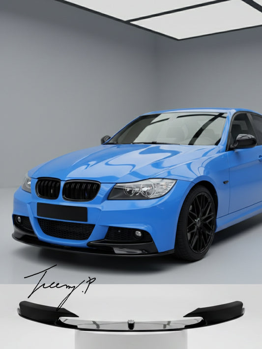 Gloss black front splitter lip for BMW 3 Series E90 E91 LCI M Sport 2009 to 2012
