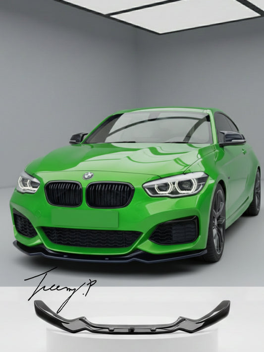 Gloss black front splitter lip for BMW 1 Series F20 F21 LCI M Sport 2015 to 2019