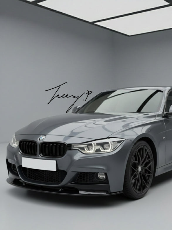 Gloss black front lip splitter for BMW 3 Series F30 M Sport 2012 to 2018
