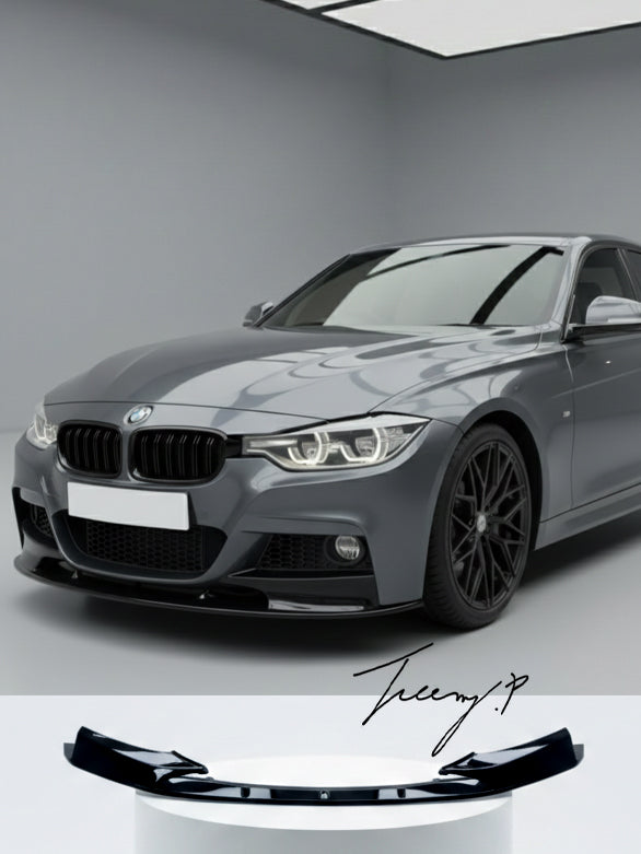 Gloss black front lip splitter for BMW 3 Series F30 M Sport 2012 to 2018
