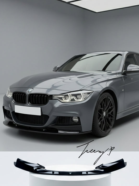 Gloss black front lip splitter for BMW 3 Series F30 M Sport 2012 to 2018
