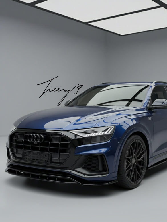Gloss black front lip splitter for Audi Q8 S Line 2018 plus
