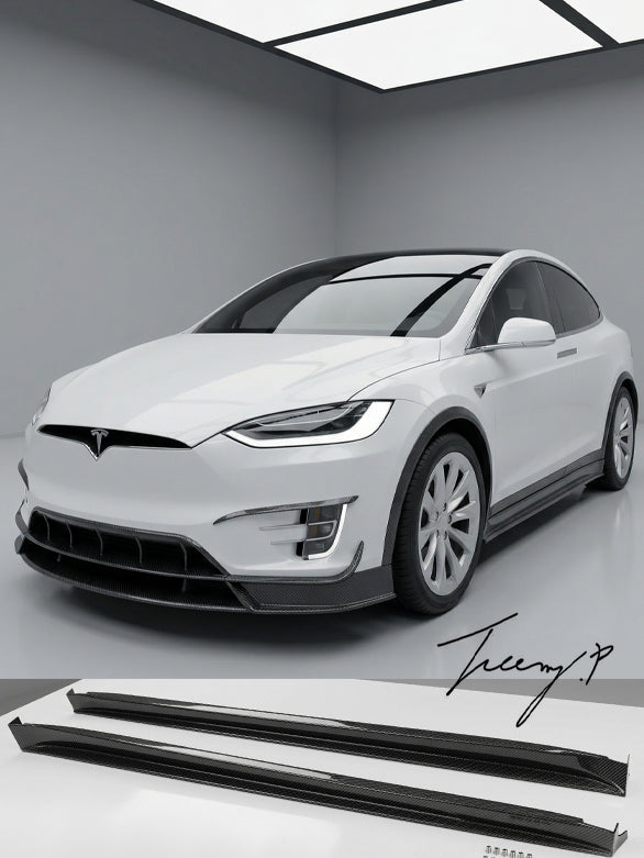 Tesla Model X carbon fiber side skirt blades 2016+
