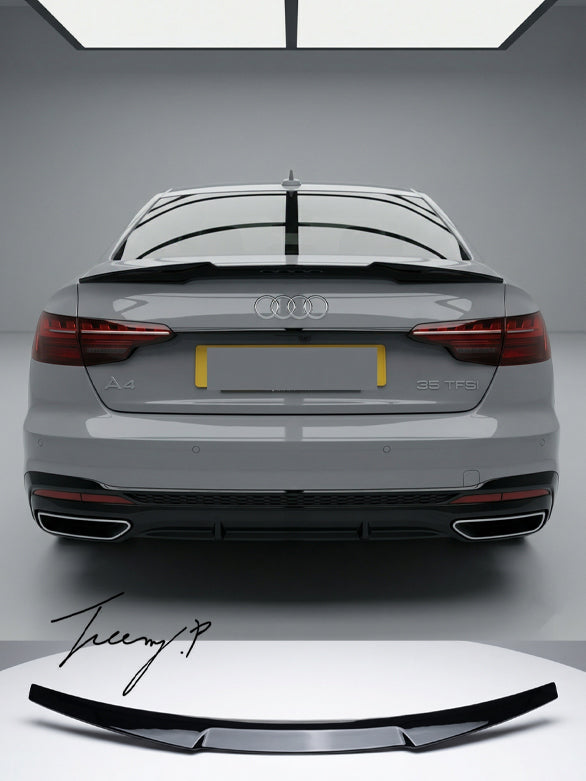 Audi A4 B9 S Line rear gloss black boot spoiler lip 2016 to 2023 sleek sporty trunk upgrade
